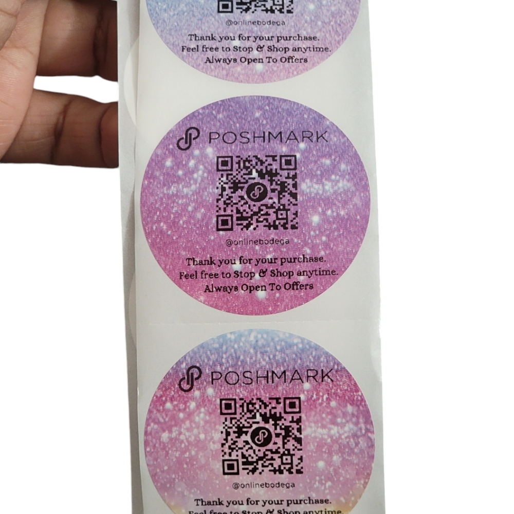 100ct 2in Poshmark QR Code Customized Stickers Sparkling Rainbow - Picture 4 of 5